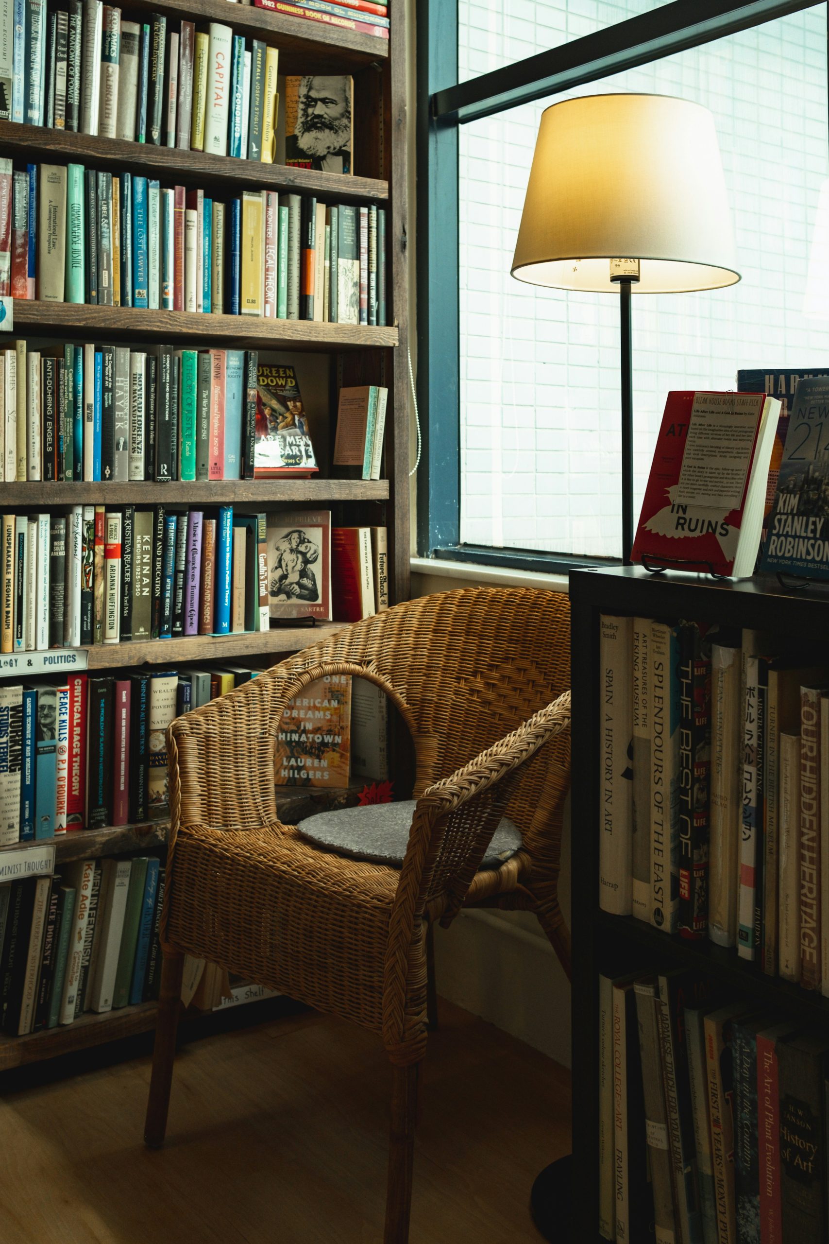 Reading nook with bookshelf